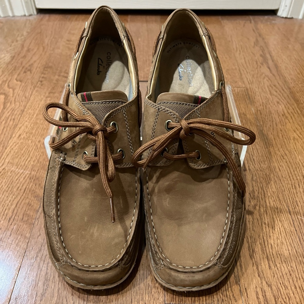 Clarks Mens Waterloo Boat Shoe Sz 10W Tan/Brown Nautical Outdoors Casual Lightwe